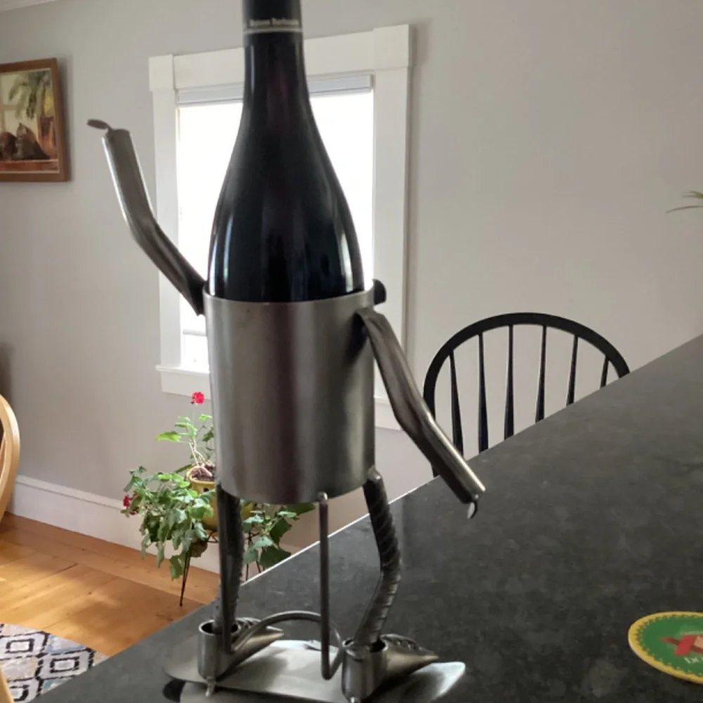 Wine bottle holder H & K steel on person on Skateboard?